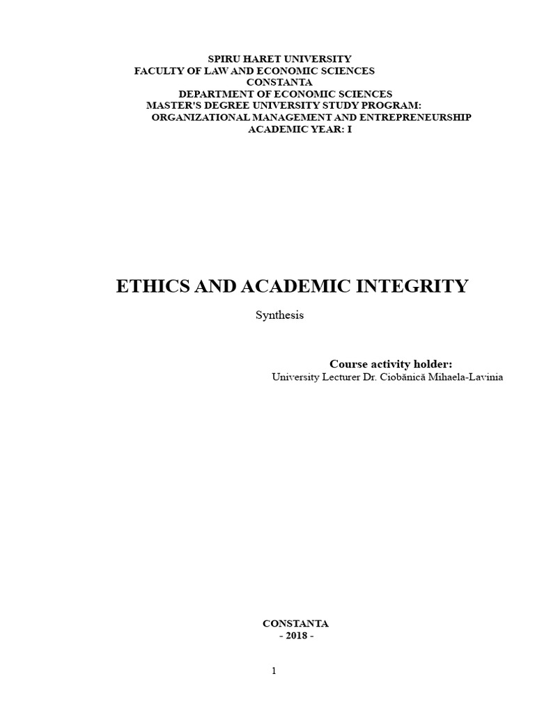 University Ethics and Integrity Guide | PDF | Plagiarism | Integrity