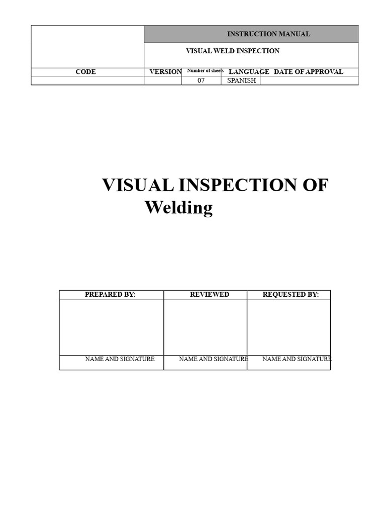 Visual Welding Inspection Manual | PDF | Welding | Construction