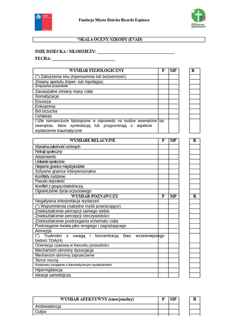 Skala Oceny Uszkodzeń (EVAD) | PDF