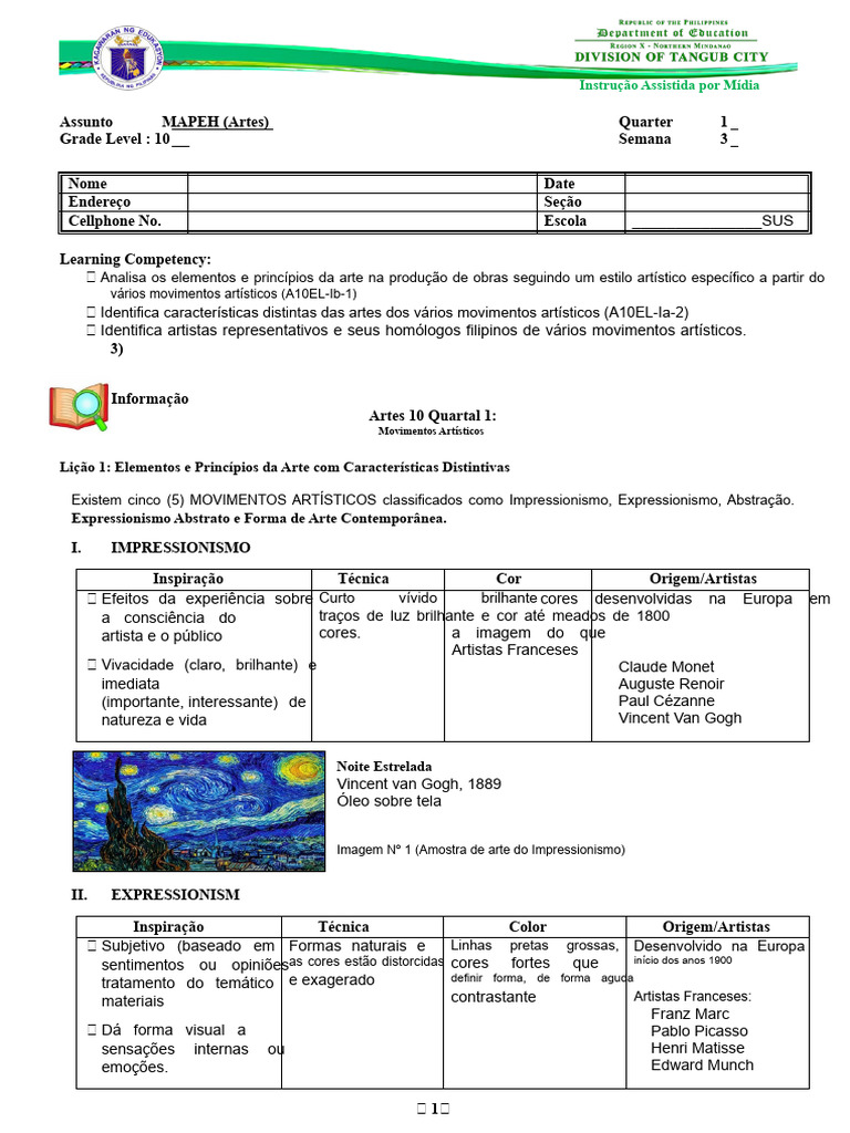 Movimentos Artísticos no Ensino de Artes 10 | PDF | Arte abstrata ...