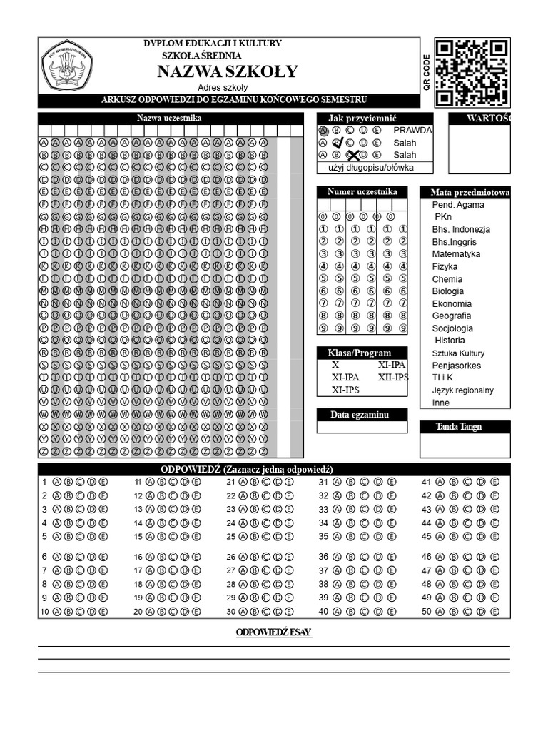 Format Folio f4 Wybór Wielokrotny I Esej | PDF