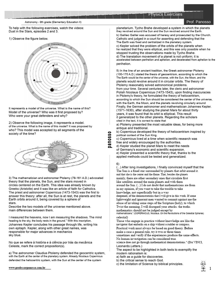 Astronomy Sciences 9th Grade Panosso 2017 | PDF | Heliocentrism ...