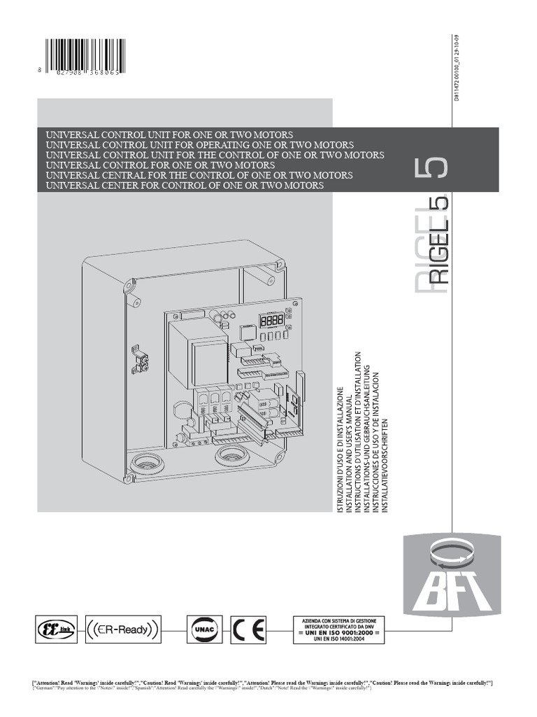 BFT Rigel-5 Manual | PDF | Electrical Engineering