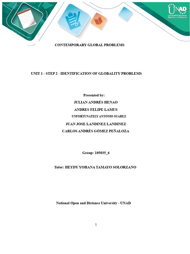 Contemporary Global Problems Unit 1 - Step 2 - Identification of ...