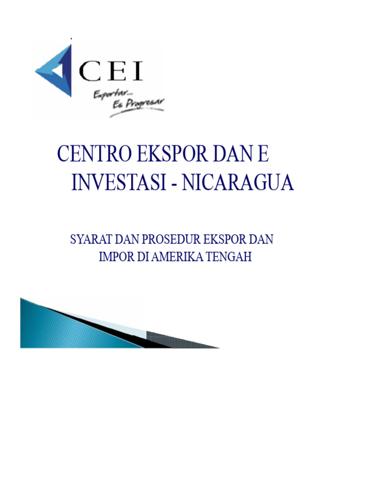 Prosedur Ekspor dan Investasi Nicaragua | PDF