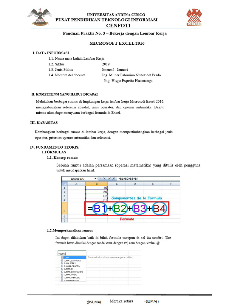 Panduan Lembar Kerja Excel 2016 | PDF