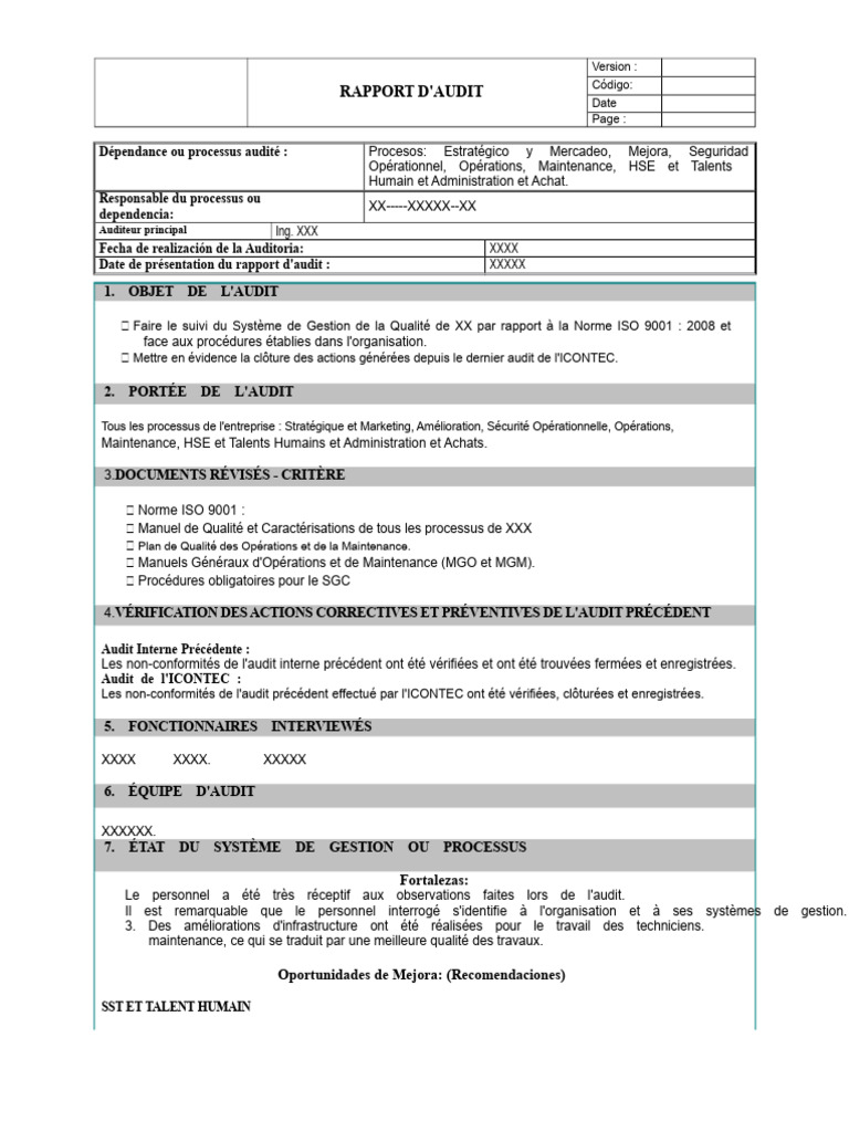 Rapport d'Audit ISO 9001:2023 | PDF | Audit | Business