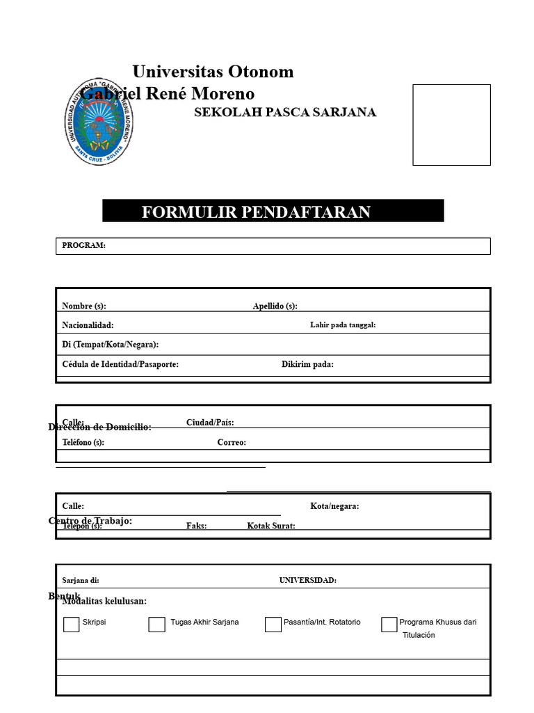 Formulir Pendaftaran DIPLOMA DAN MAGISTER | PDF