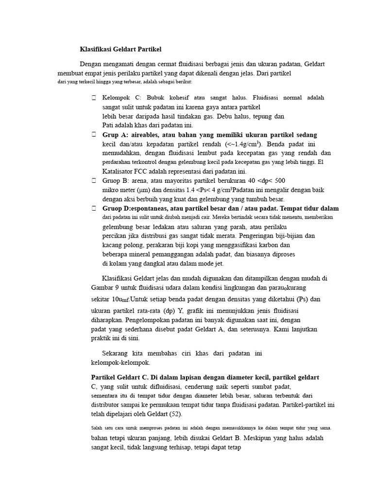 Klasifikasi Geldart Partikel Padatan | PDF