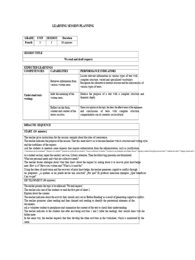 Fourth Grade Session on Writing Requests | PDF | Knowledge | Information