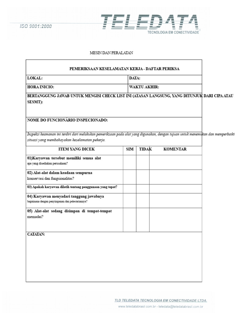 Inspeksi Alat - Model | PDF