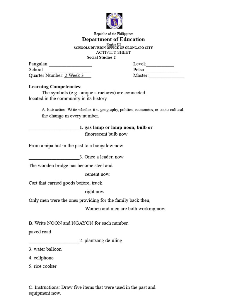 AP Activity Sheet Q2 Wk3 | PDF