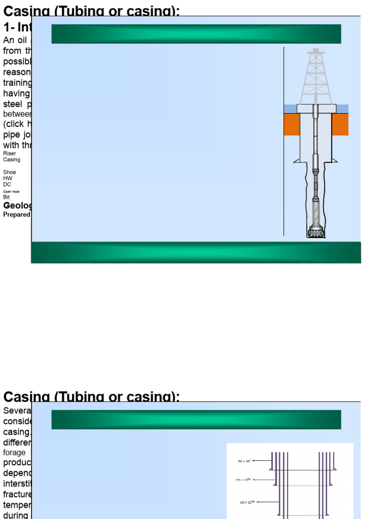 Course #01 - Tubing and Cementing | PDF | Casing (Borehole) | Pipe ...