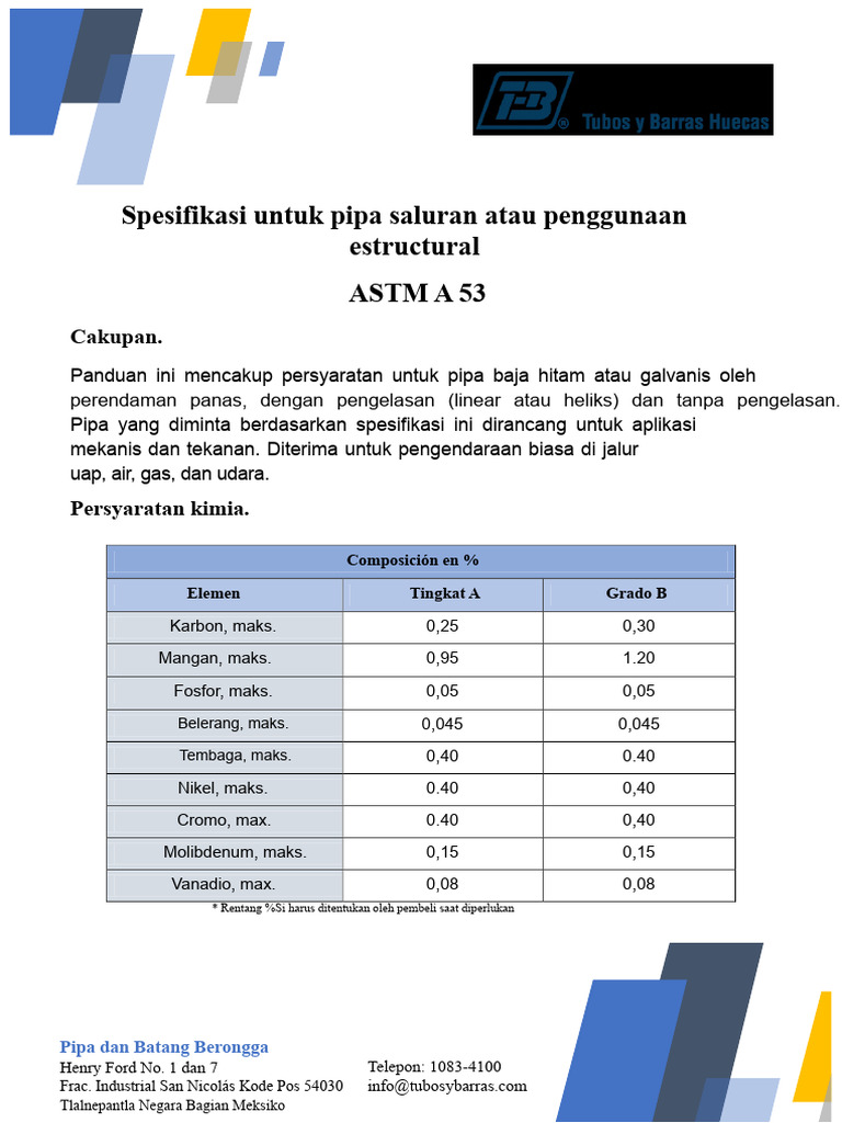 Spesifikasi Pipa Baja ASTM A53 | PDF