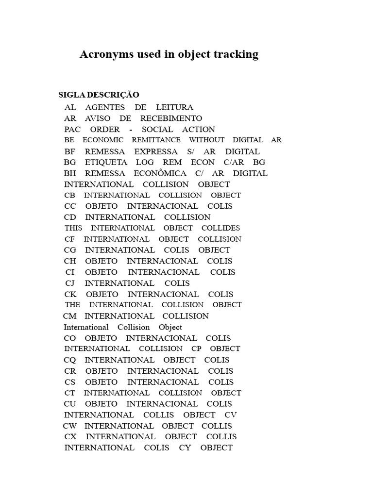 Tracking Abbreviations Post Office | PDF