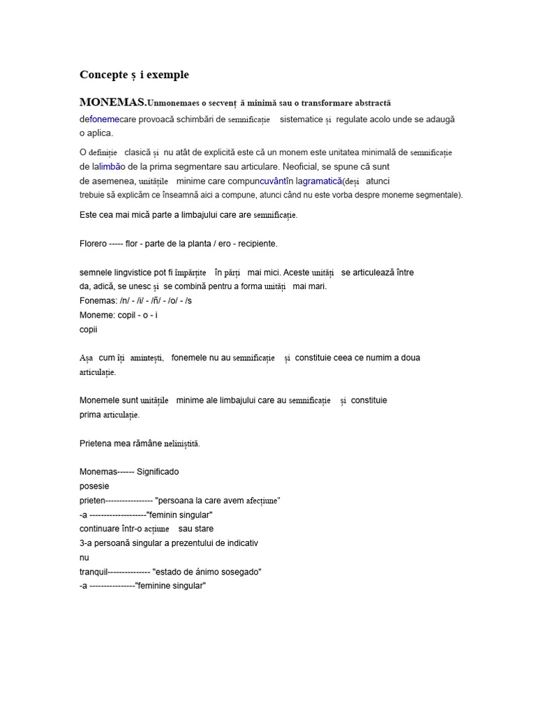 Concept Și Exemple Moneme - Semn | PDF