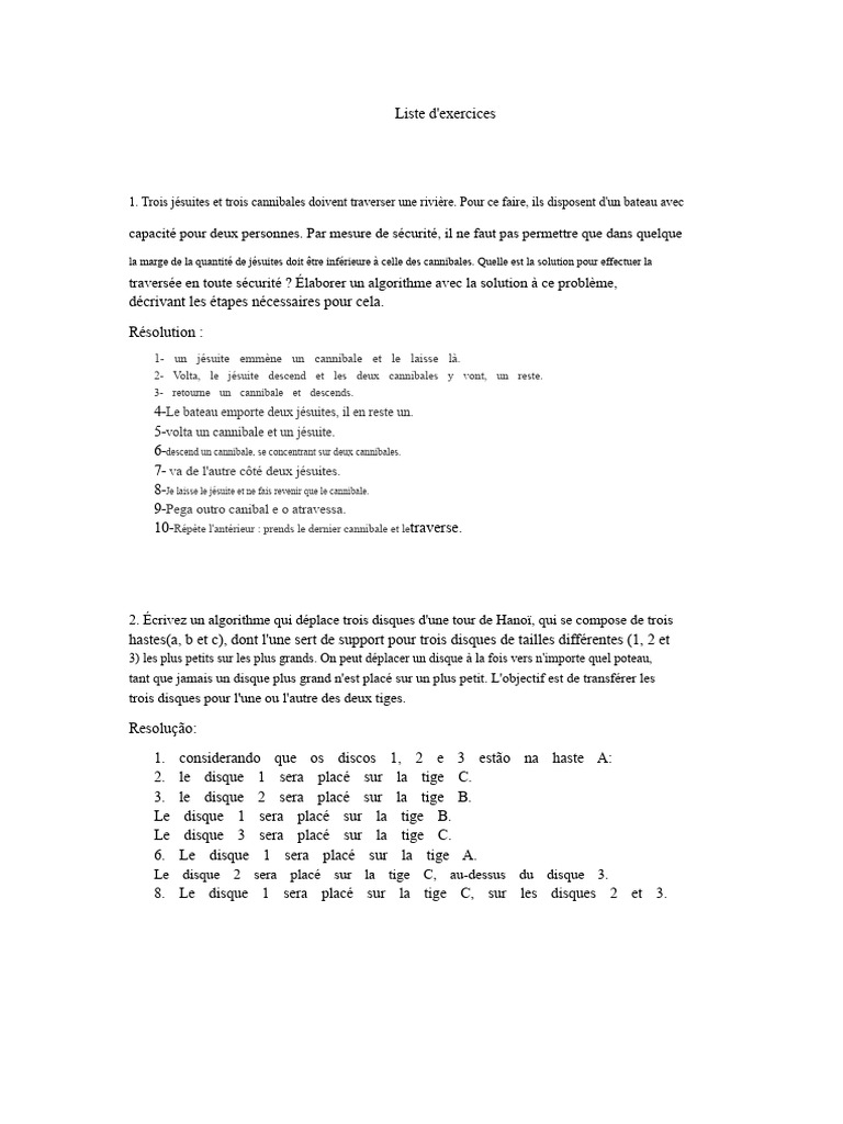 Résolution de problèmes logiques et algorithmiques | PDF