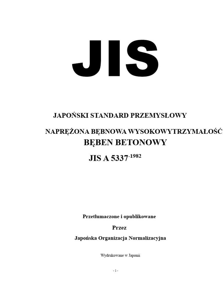 JIS A 5337-1982 Prefabrykowane, Wstępnie Napięte, Wysokowytrzymałe Pale ...