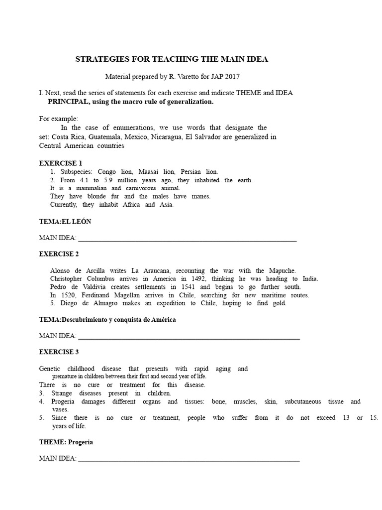 Main Idea Exercises CR | PDF | Leadership | Essays