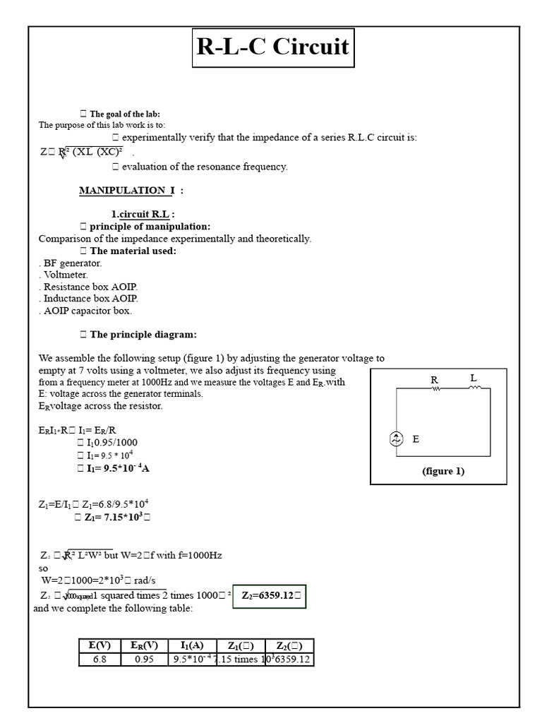 Lab No. 3 (RLC Circuit) | PDF | Voltage | Electrical Impedance