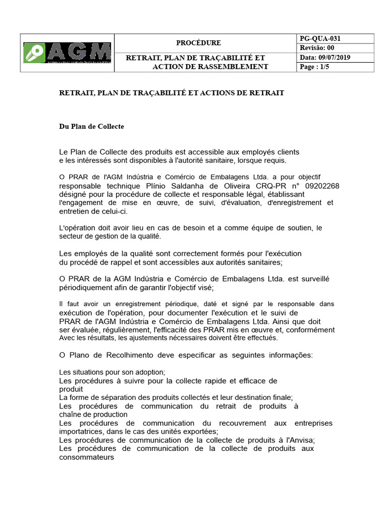 Procédure de Retrait et Traçabilité des Produits | PDF | Business