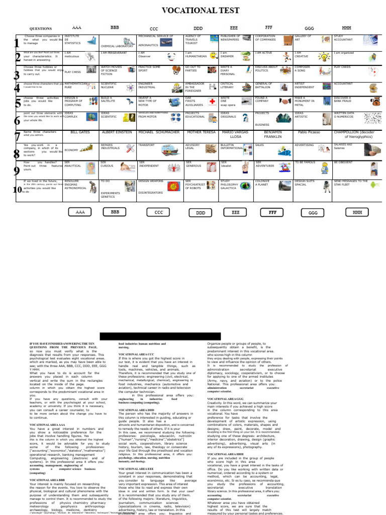 Vocational Test for Career Guidance | PDF | Science