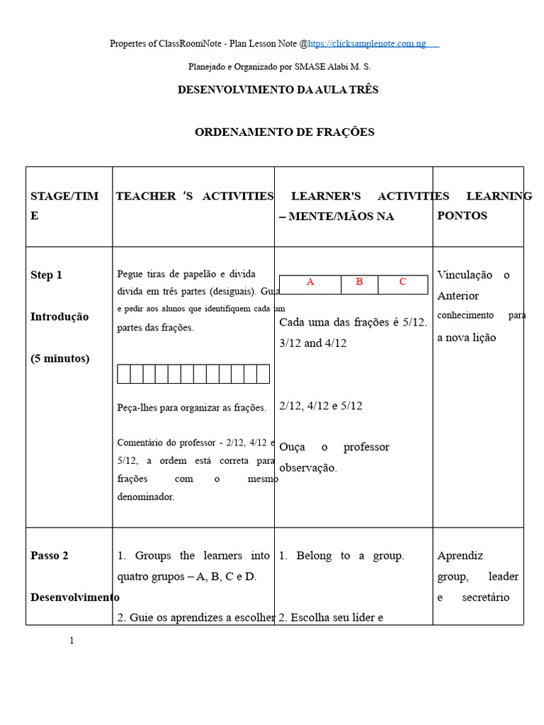 Ordenação de Frações em Ordem Crescente e Decrescente | PDF