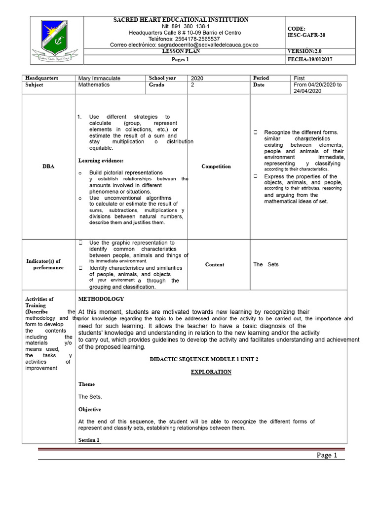 Exploration Module 1 Unit 2 The Sets Mathematics | PDF | Curriculum ...