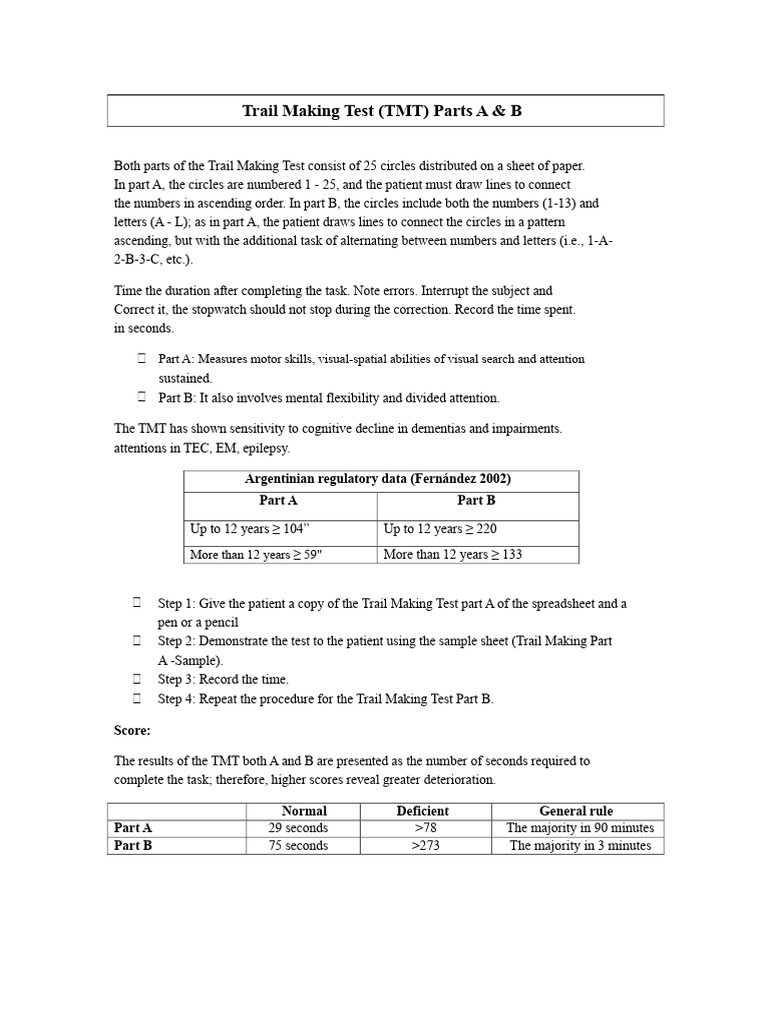 Test Stroke TMT | PDF | Attention | Dementia