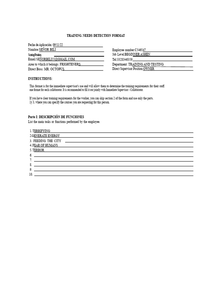 Training Needs Detection Format DNC Competencies | PDF | Knowledge | Goal