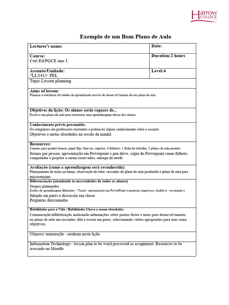 Estrutura de um Plano de Aula Eficaz | PDF | Lição | Aprendizado