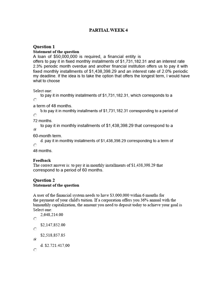 Partial Week 4 Financial Mathematics | PDF | Interest | Interest Rates