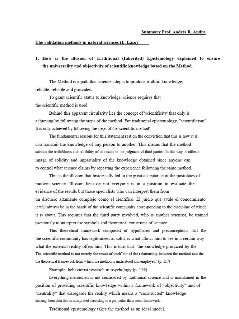 Validation Methods in Natural Sciences Summary | PDF | Falsifiability ...