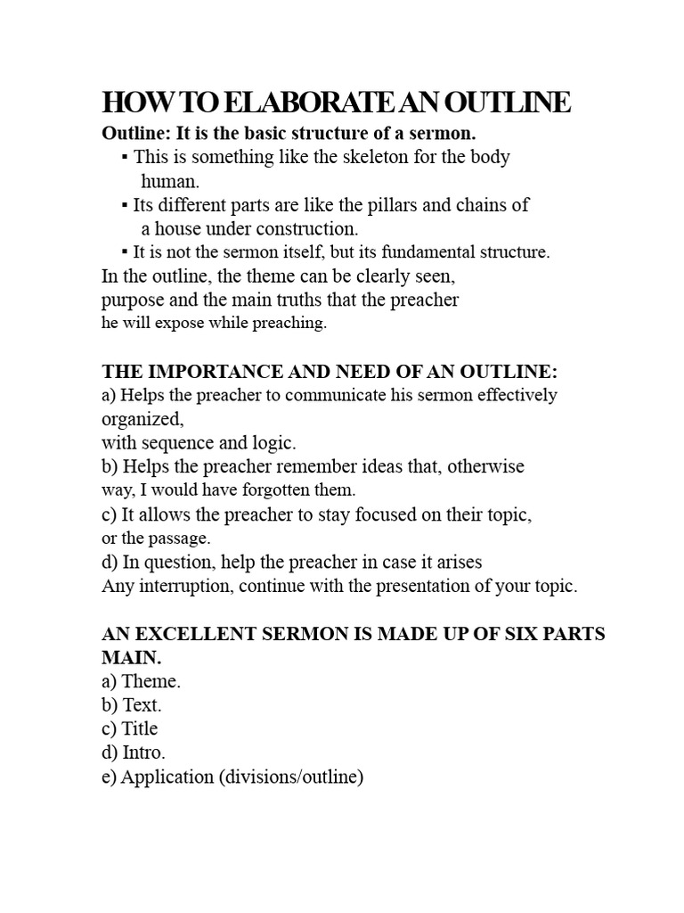 How To Prepare An Outline For Preaching | PDF | Sermon | Eternal Life ...