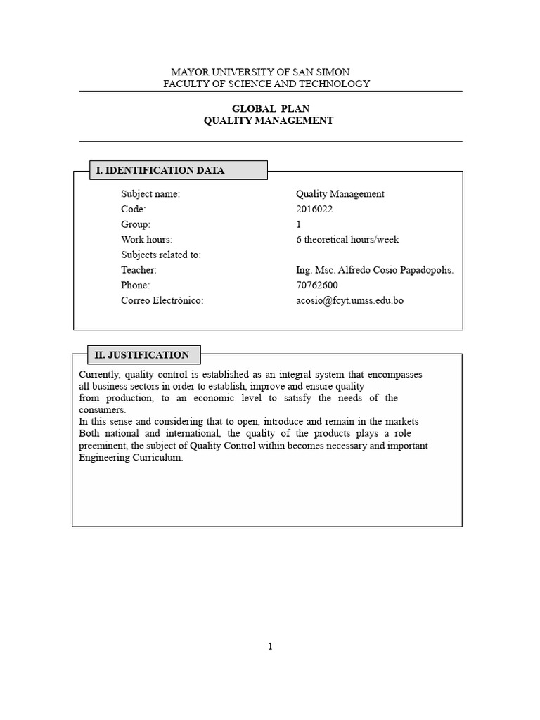 Quality Management Course Overview | PDF | Quality Management | Curriculum