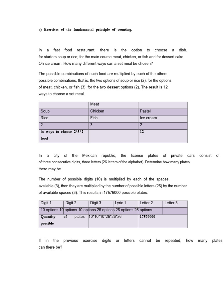 Counting Principles and Probability Exercises | PDF