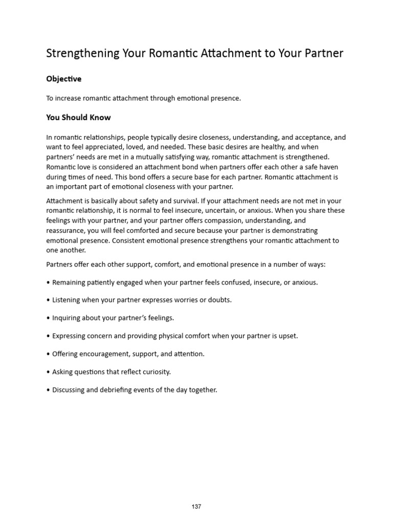 Boost Romantic Attachment with Emotional Presence | PDF | Psychology ...