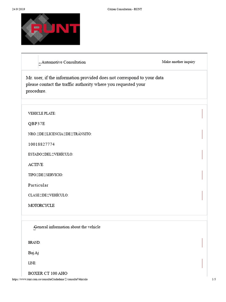 RUNT Vehicle Consultation Details | PDF | Land Vehicles | Vehicle ...