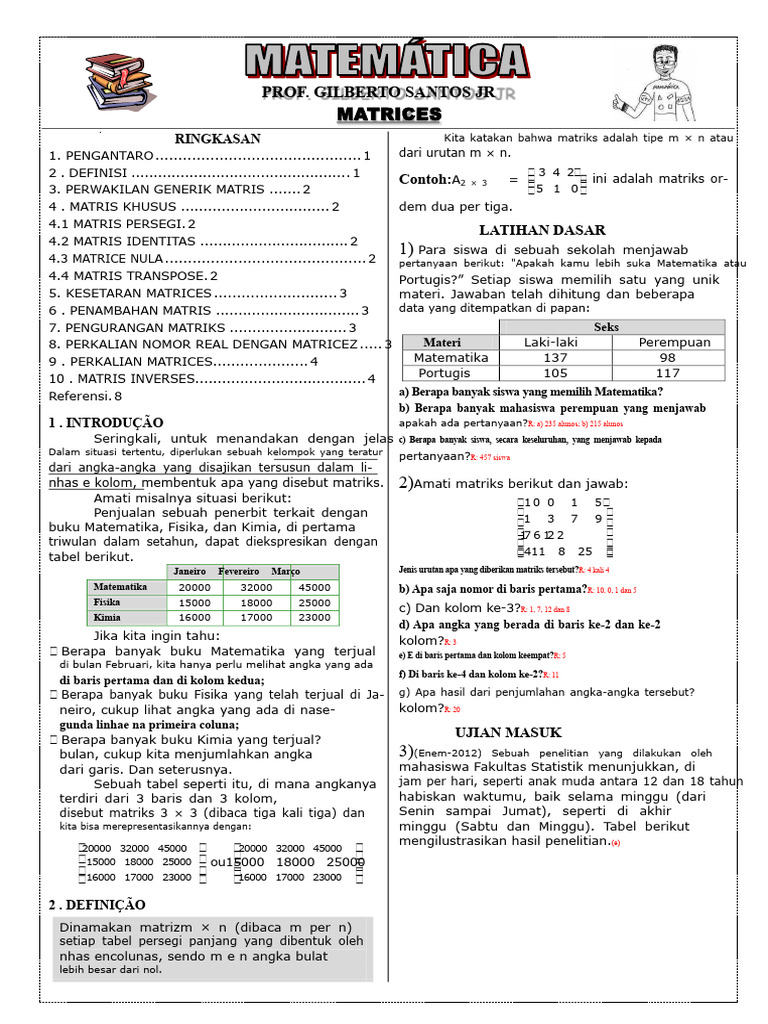Definisi dan Operasi Matriks Dasar | PDF