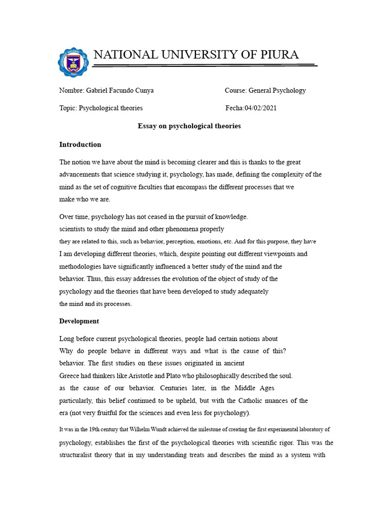 Evolution of Psychological Theories | PDF | Psychology | Psychological ...