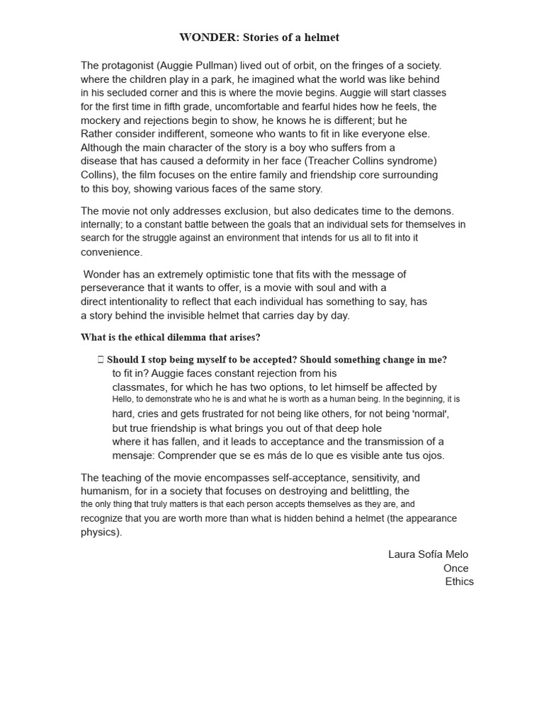 Wonder Analysis. | PDF