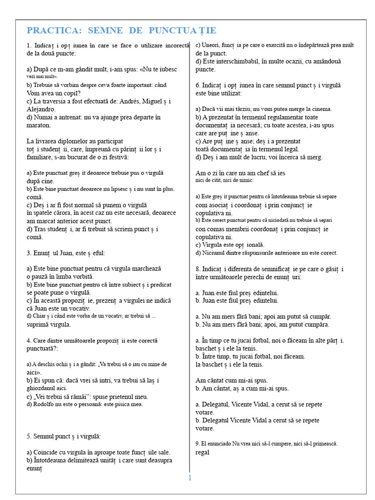 Practica Punctuatie | PDF