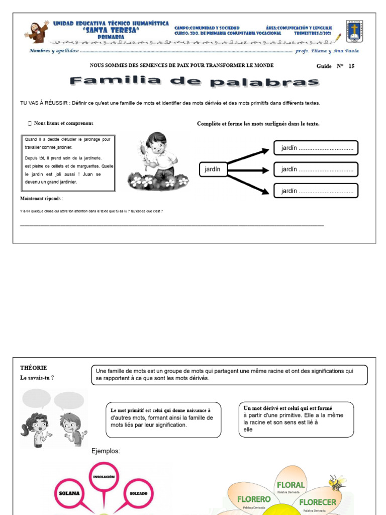 Familles de mots : Guide d'apprentissage | PDF