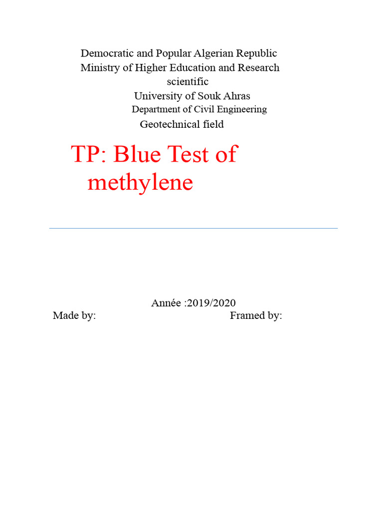 Methylene Blue Test | PDF | Soil | Clay