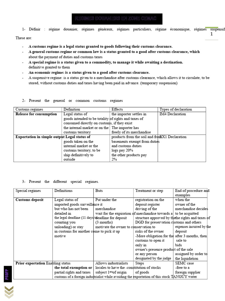 Customs Regimes Explained: Types & Rules | PDF | Customs | Taxes