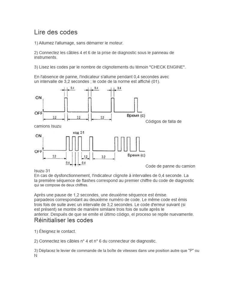 Codes de panne et diagnostic Isuzu | PDF | Injection (moteur ...