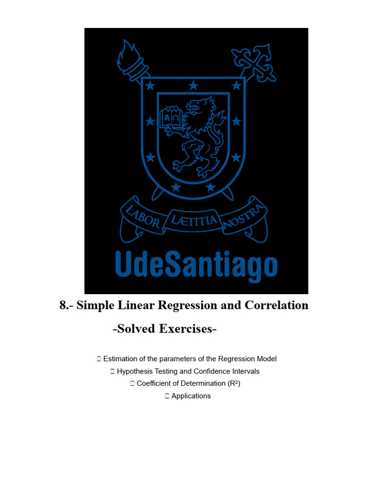 COVER Simple Linear Regression and Correlation - Solved Exercises | PDF ...