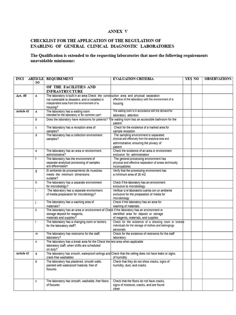 clinical laboratory checklist.docx | PDF | Verification And Validation ...