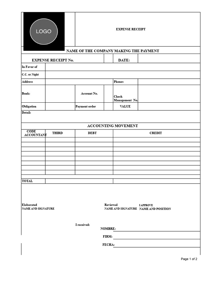 Expense Receipt Format | PDF