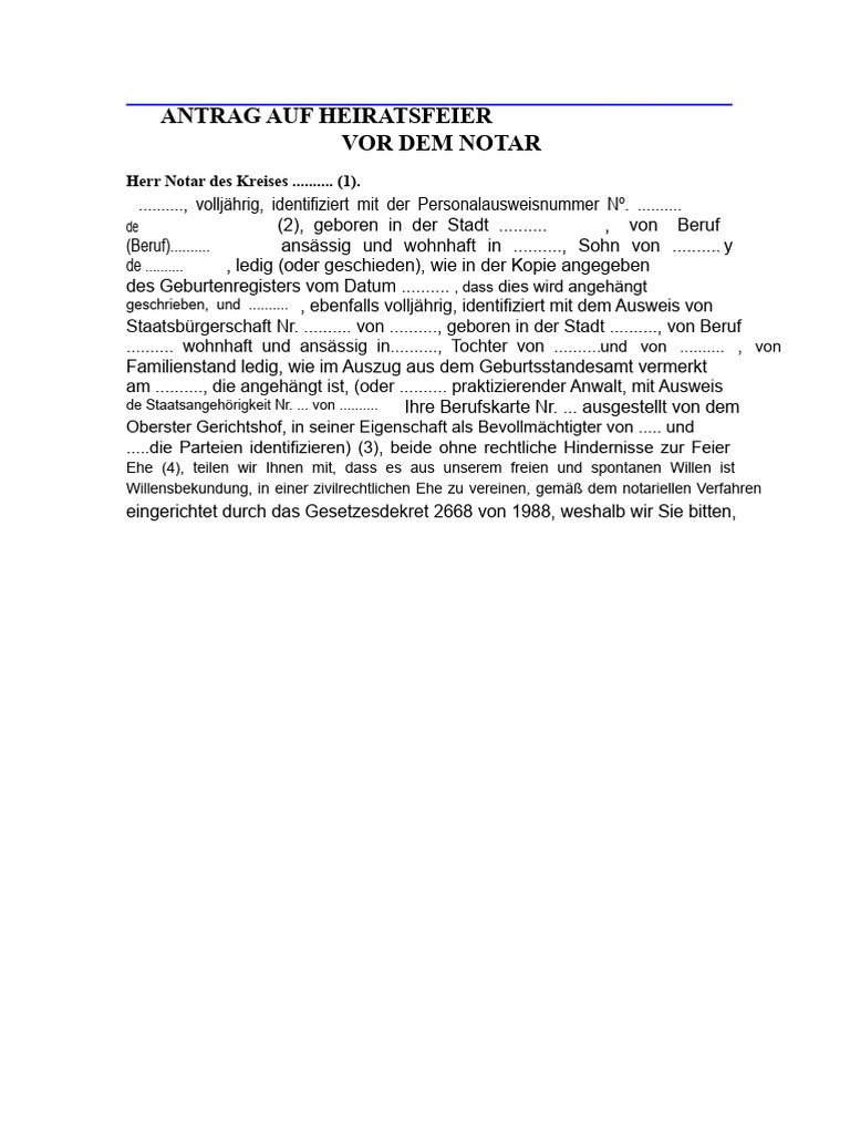 Ehevertrag Vor Einem Notar | PDF